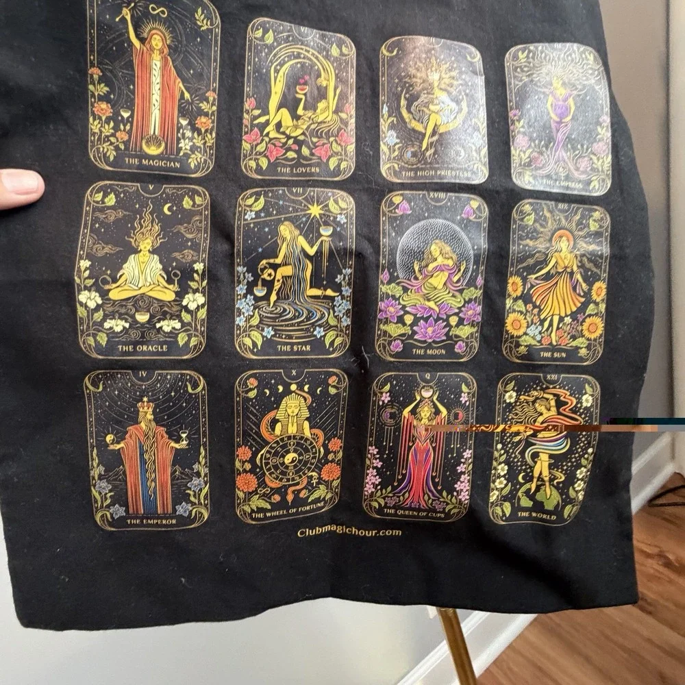 Club Magic Hour Tarot Card Tote Bag Black Cotton Astrology Witchy Occult
